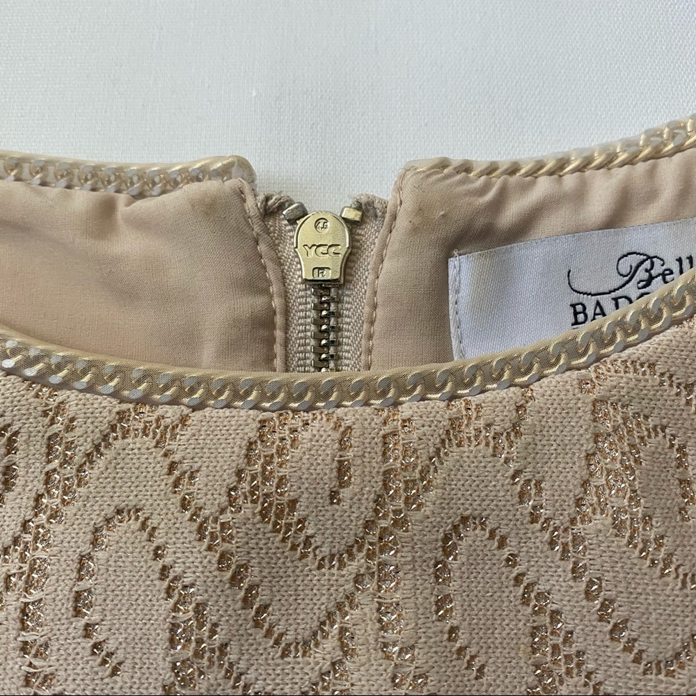 Belle Badgley Mischka gold lace overlay cocktail party dress women’s size 6 - Picture 12 of 13